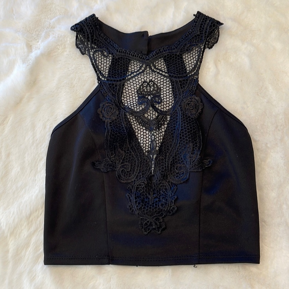 Black lace designed crop top from Windsor
